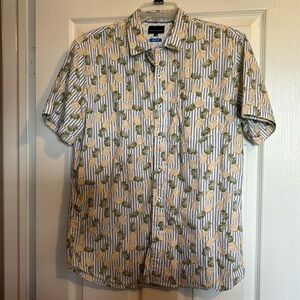 Michael Brandon men’s white pineapple button down shirt size medium